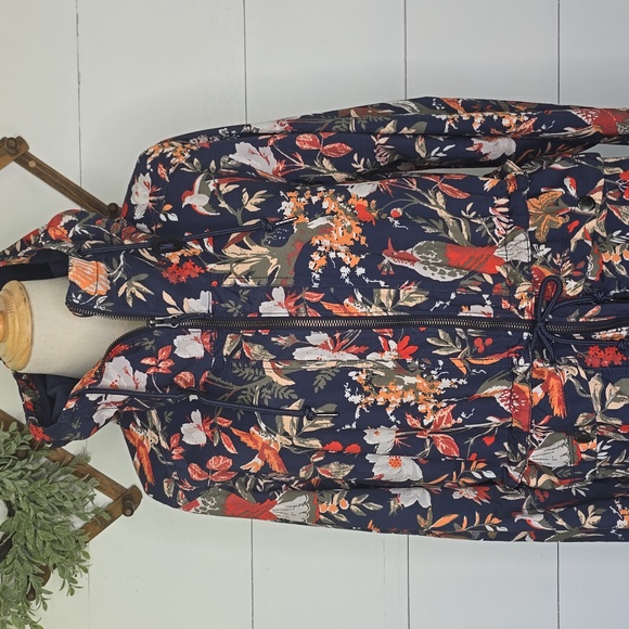 Columbia West Bluff Jacket Light Nocturnal Birds Print Women Sz L - Picture 2 of 9